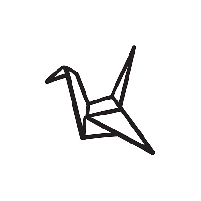Origami bird vector sketch icon isolated on background. Hand drawn Origami bird icon. Origami bird sketch icon for infographic, website or app.