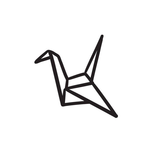 Origami bird sketch icon Origami bird vector sketch icon isolated on background. Hand drawn Origami bird icon. Origami bird sketch icon for infographic, website or app. origami cranes stock illustrations
