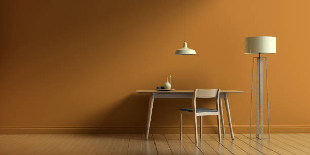 istock Vintage wooden table and chairs in the room - 3D render image 836996076