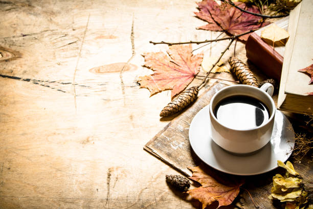 istock Autumn style. Coffee with an old books. 836996948
