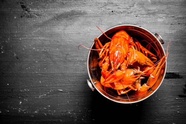 istock Boiled crawfish in a metal bucket. 836996960