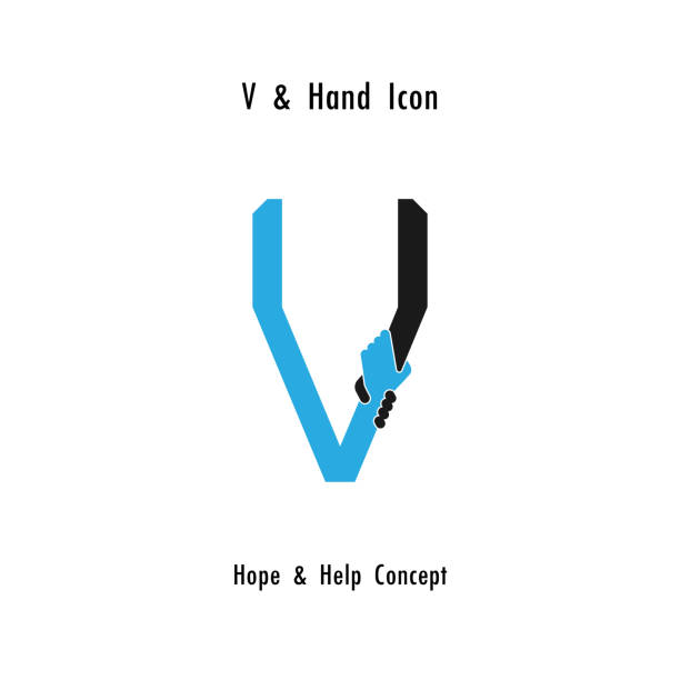Creative V- alphabet icon abstract and hands icon design vector template.Business offer,partnership,hope,support or help concept.Corporate business and industrial symbol. Creative V- alphabet icon abstract and hands icon design vector template.Business offer,partnership,hope,support or help concept.Corporate business and industrial symbol.Vector illustration succor stock illustrations