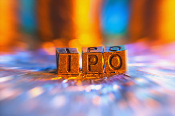 IPO copper alphabet in radial blur illuminated with light stock photo