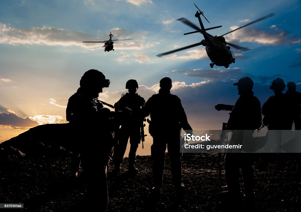 Military Mission at dusk Army Stock Photo