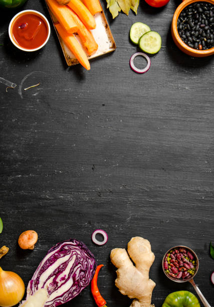 istock Big set organic food. Fresh raw vegetables. 837028576