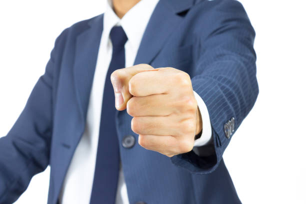 istock Businessman Fist Isolated on White Background on Vertical View 837029294