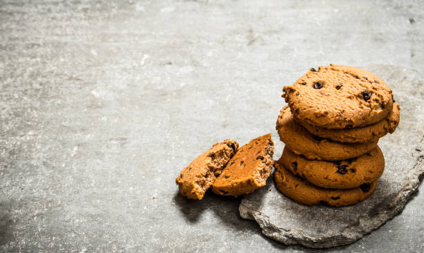 istock Oatmeal cookies on a stone stand. 837037412