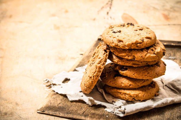 istock Oat cookies on the old fabric . 837037898