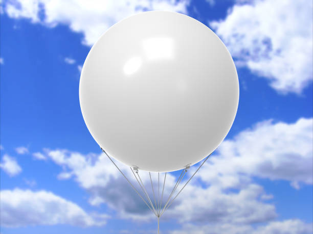 Blank white promotional outdoor advertising sky giant inflatable PVC helium balloon flying in sky for mock up and template design. Blank white promotional outdoor advertising sky giant inflatable PVC helium balloon flying in sky. brandenburg state photos stock pictures, royalty-free photos & images