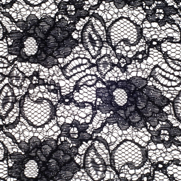istock The texture of fabric lace, black color 837055432