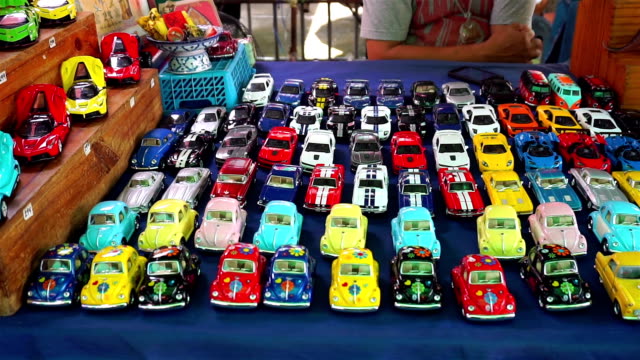 Colorful toy cars at shop in Thailand
