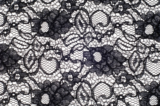 istock The texture of fabric lace, black color 837059808