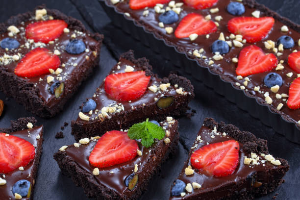 istock delicious sweet no bake Chocolate tart 837067028
