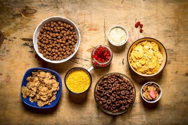 istock Cereal in cups. On wooden background. 837067272