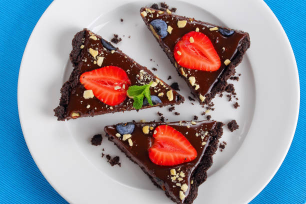 istock slices of  Chocolate tart on plate 837068430