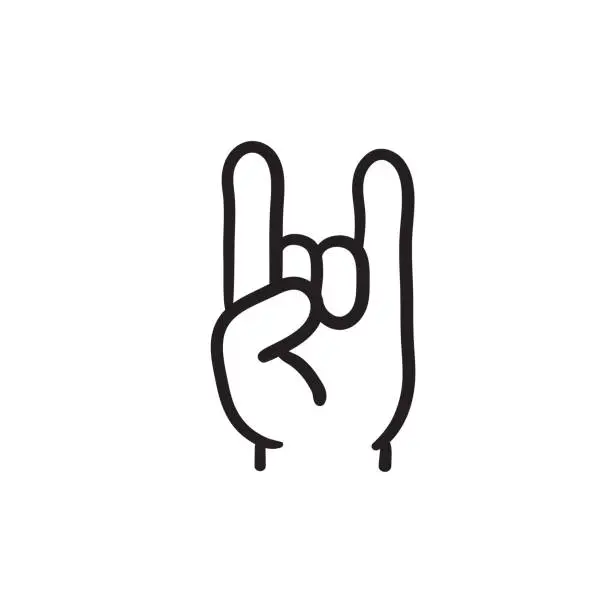 Vector illustration of Rock and roll hand sign sketch icon