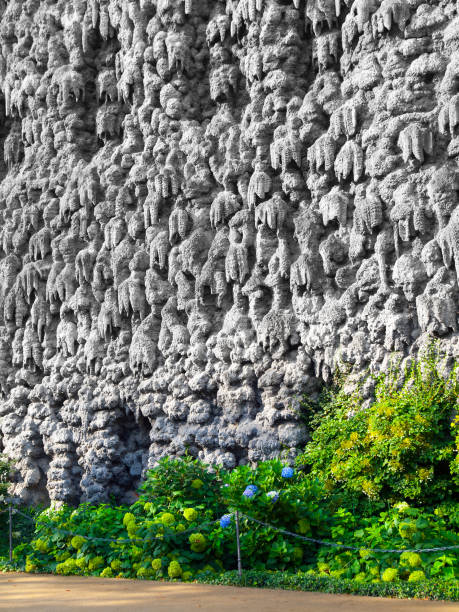 muro de estalactitas misteriosa en el jardín de wallenstein, praga, menor ciudad, república checa - dripstone fotografías e imágenes de stock