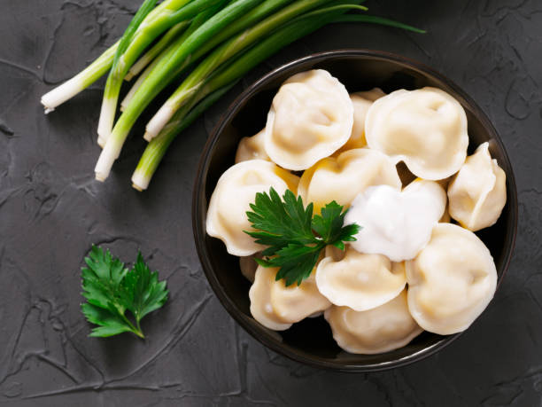 istock Russian pelmeni, ravioli, dumplings with meat 837081924