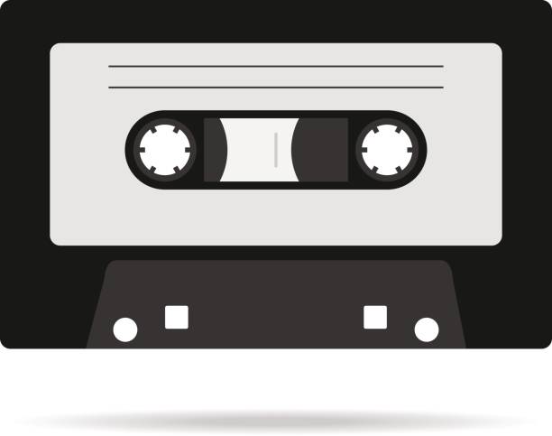 ilustraciones, imágenes clip art, dibujos animados e iconos de stock de casete retro con sombra, cassette audio icono. - senior adult old obsolete dancing