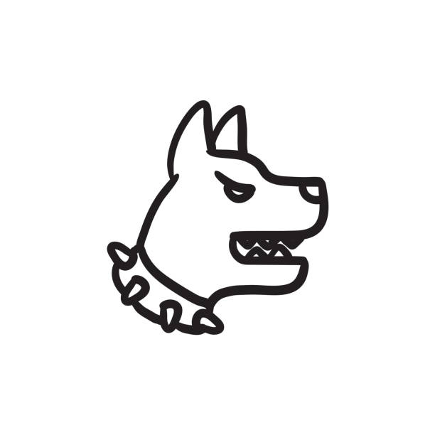 ilustrações, clipart, desenhos animados e ícones de ícone de esboço de cão polícia agressivo - working late
