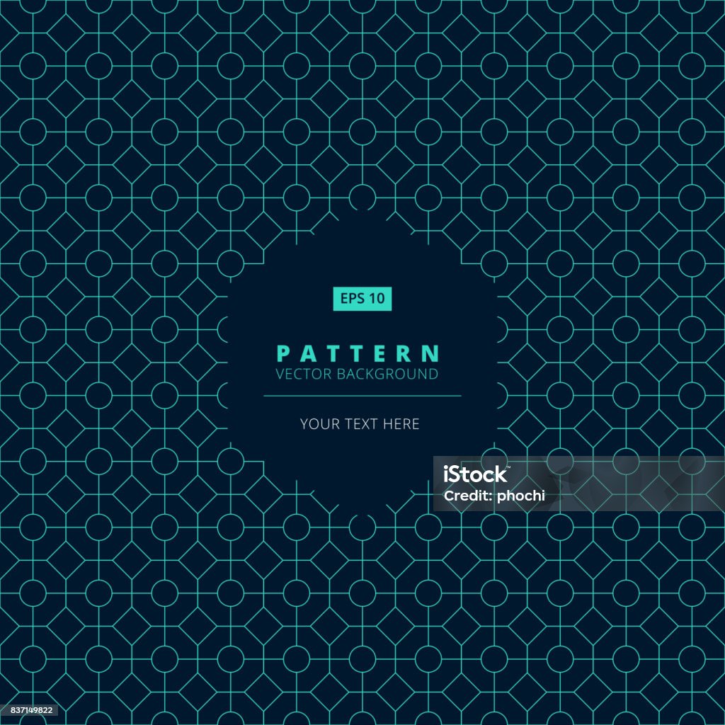 抽象的なパターン正方形オクタゴンと六角形ラベルのコピー スペースに暗い背景に水色、ベクトル円 - 模様のロイヤリティフリーベクトルアート