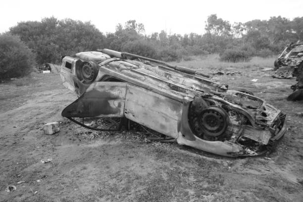 istock Wrecked burnt out cars 837159066