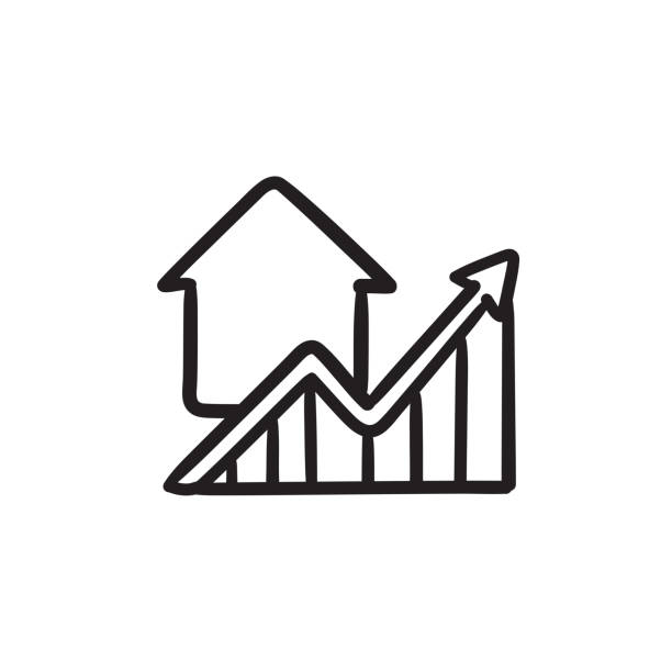 ilustrações, clipart, desenhos animados e ícones de gráfico de ícone de esboço de crescimento de preços imobiliários - rating bar graph finance business