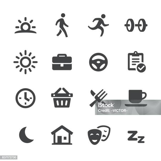 Daily Life Icons Acme Series Stock Illustration - Download Image Now - Icon Symbol, Night, Day