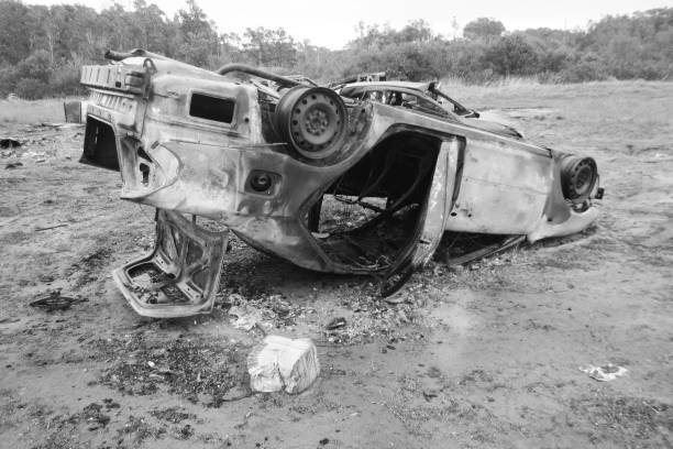 istock Wrecked burnt out cars 837185560