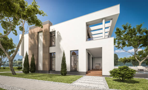 istock 3d rendering of modern cozy house with garage 837194020