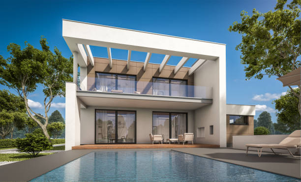 istock 3d rendering of modern cozy house with garage 837194230