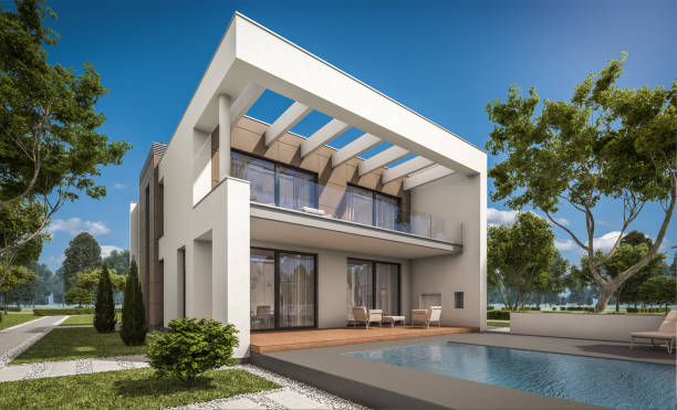 istock 3d rendering of modern cozy house with garage 837194260