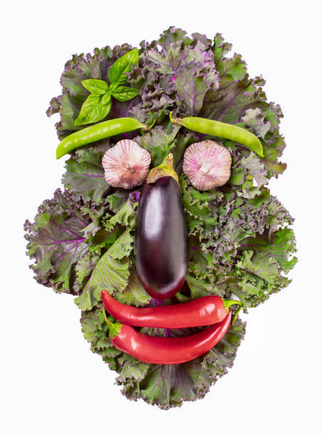 istock Face made of  kale and vegetables isolated 837194898