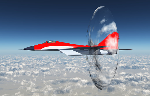 Computer generated 3D illustration with a supersonic aircraft
