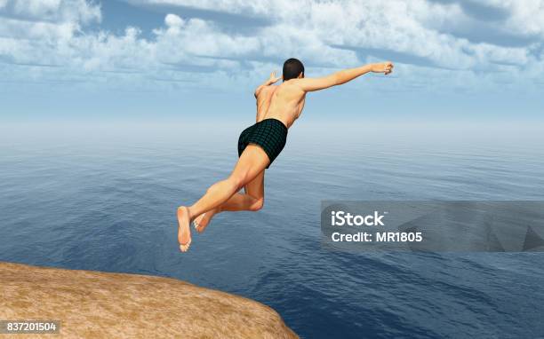 Cliff Diver Stock Photo - Download Image Now - Men, Cliff Diving, Jumping