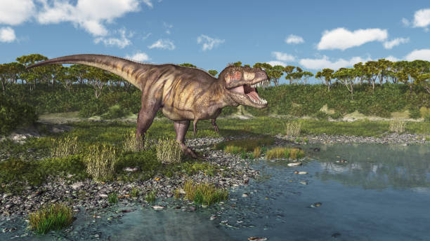 istock Dinosaur Tyrannosaurus Rex at the sea 837203030