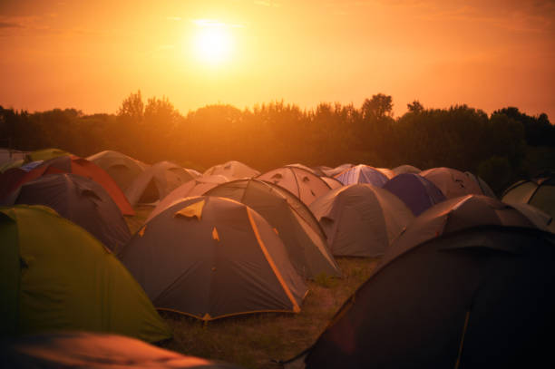 Tents Tents at a festival campsite music festival camping summer vacations stock pictures, royalty-free photos & images
