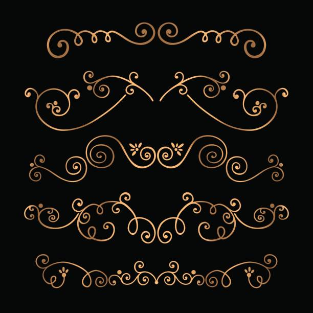 ilustrações, clipart, desenhos animados e ícones de victorian swirly ornamentos vetor - flourishes tattoo scroll ornate