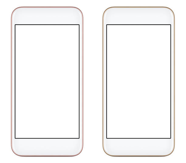 istock Front view of a modern pink and gold mobile smart phone with blank screen isolated on white background 837235736
