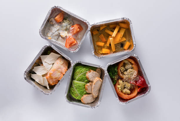 istock Healthy food take away in boxes on white background 837243492