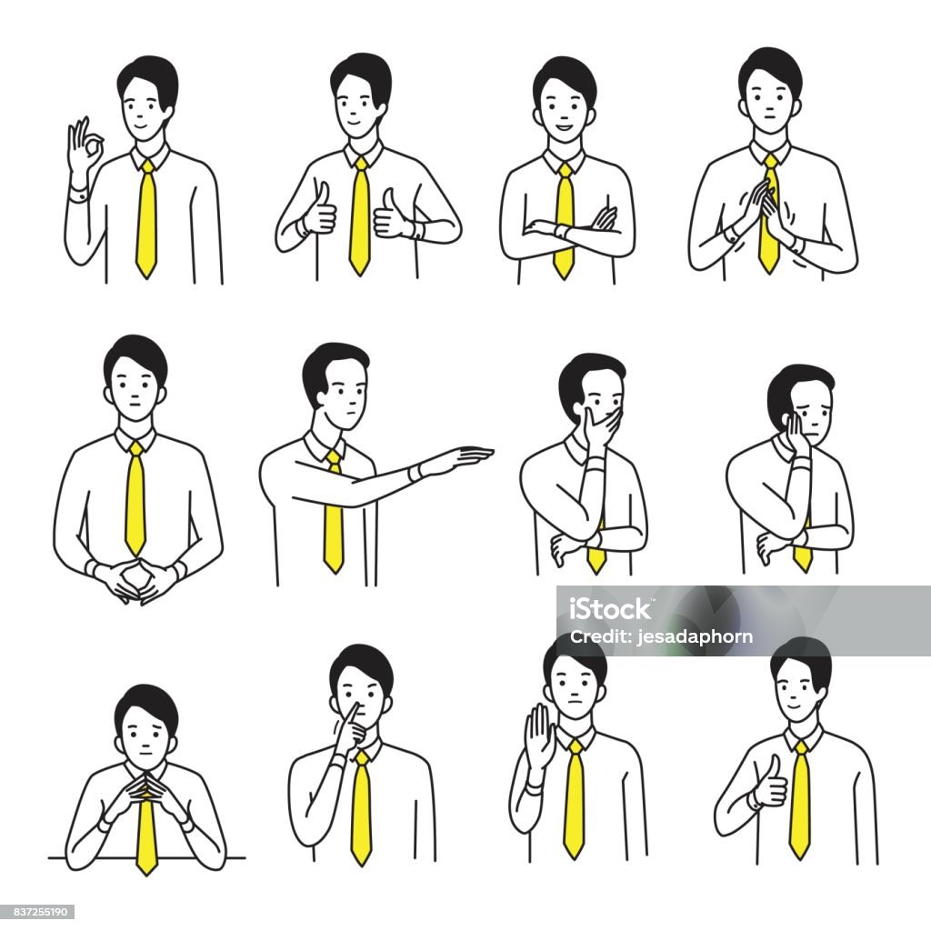Body Language Hand Sign Set Stock Illustration - Download Image Now -  People, Cartoon, Gesturing - iStock