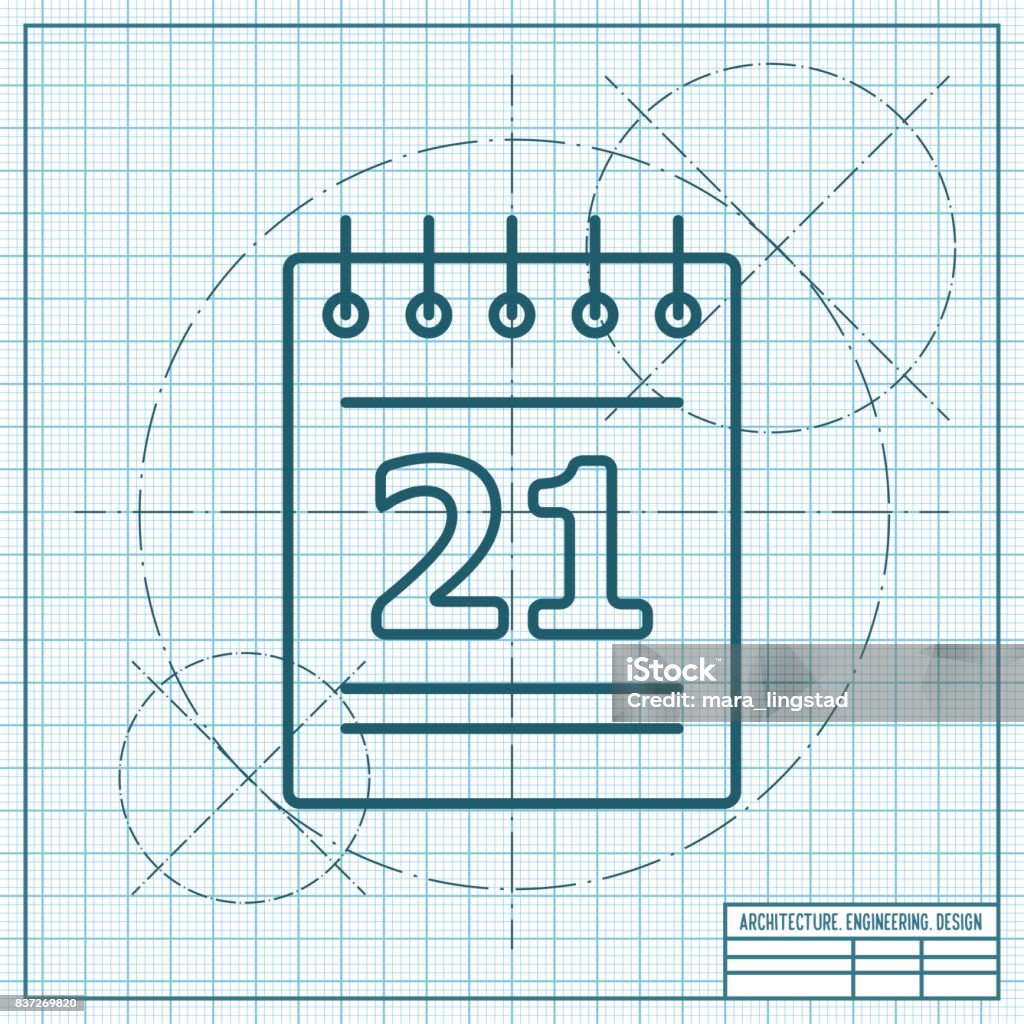 Vector calendar  icon Vector blueprint calendar icon on engineer and architect background Annual Event stock vector