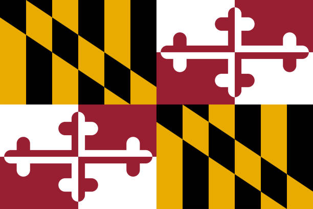 flache maryland state flag - usa - mid atlantic bundesstaaten der usa stock-fotos und bilder