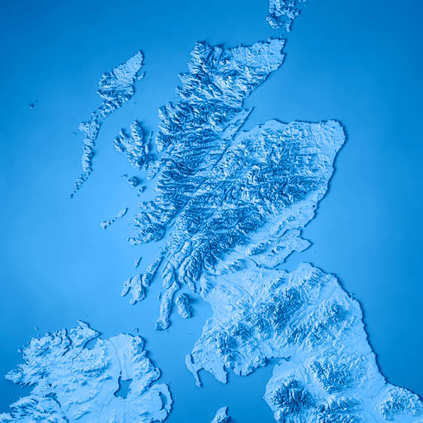istock Scotland Country 3D Render Topographic Map Blue 837322584