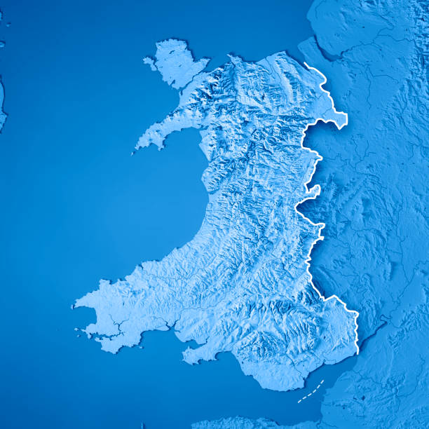 istock Wales Country 3D Render Topographic Map Blue Border 837323330