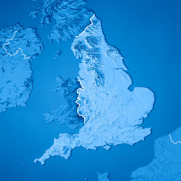 istock England Country 3D Render Topographic Map Blue Border 837323490
