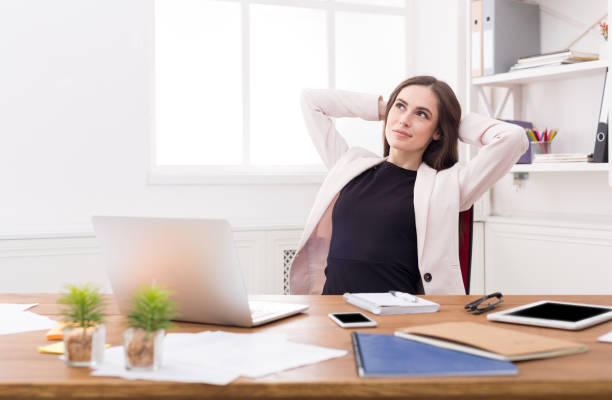 istock Business woman dreaming about vacation 837328630