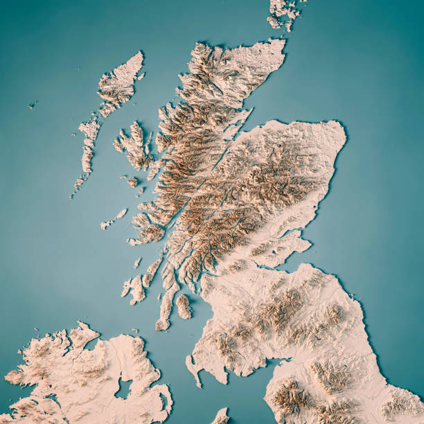 istock Scotland Country 3D Render Topographic Map Neutral 837328846