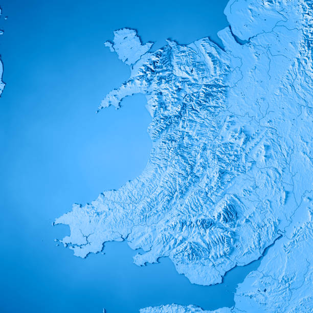 istock Wales Country 3D Render Topographic Map Blue 837329066