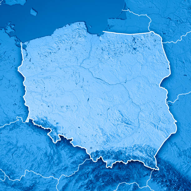 istock Poland Country 3D Render Topographic Map Blue Border 837329322